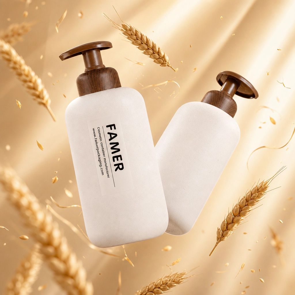 Flacon cu pompă cosmetică din paie de grâu de 500 ml